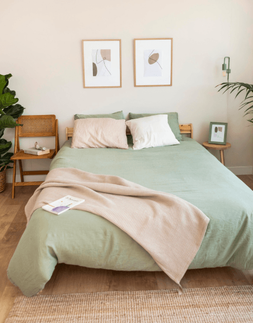 chambre lit vert